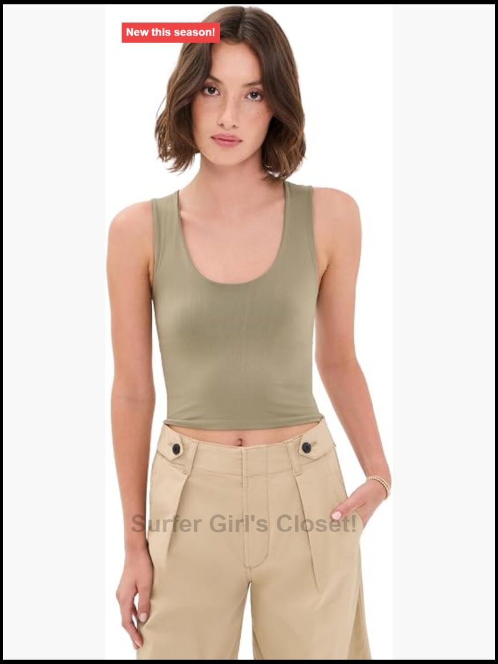 Women's Sleeveless Square Neck Muscle Cami Tank Top, Nylon Spandex